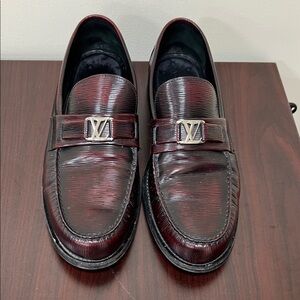Louis Vuitton Dark Red Leather Loafers